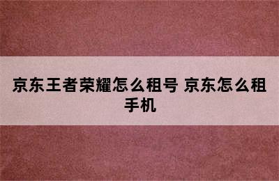 京东王者荣耀怎么租号 京东怎么租手机